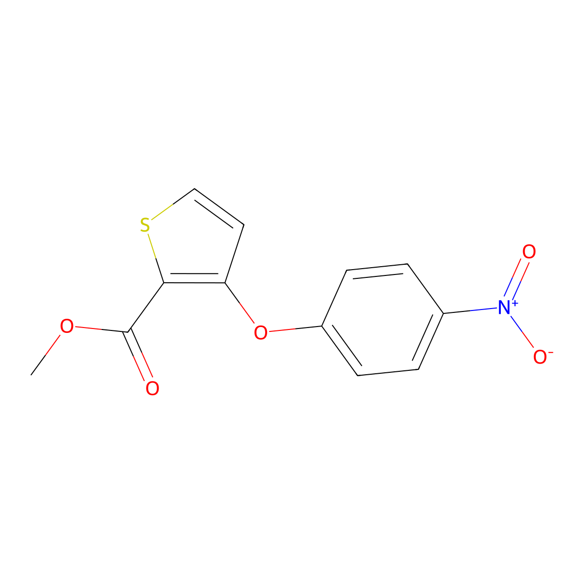 Methyl 3-(4-nitrophenoxy)thiophene-2-carboxylate molecular structure, CAS 103790-37-0