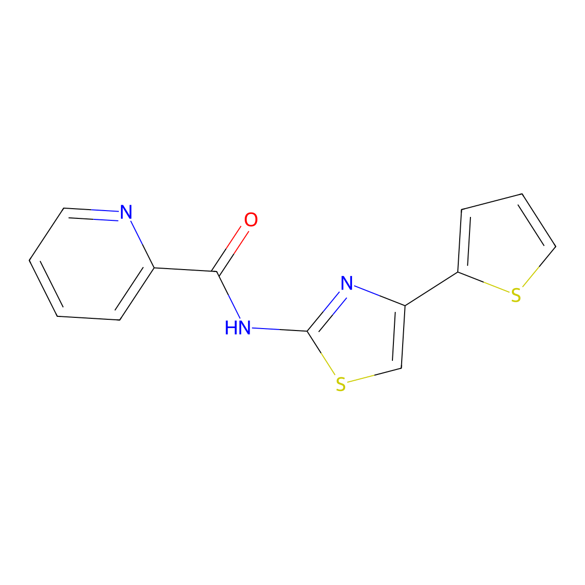N-[4-(thiophen-2-yl)-1,3-thiazol-2-yl]pyridine-2-carboxamide molecular structure, CAS 1037918-73-2