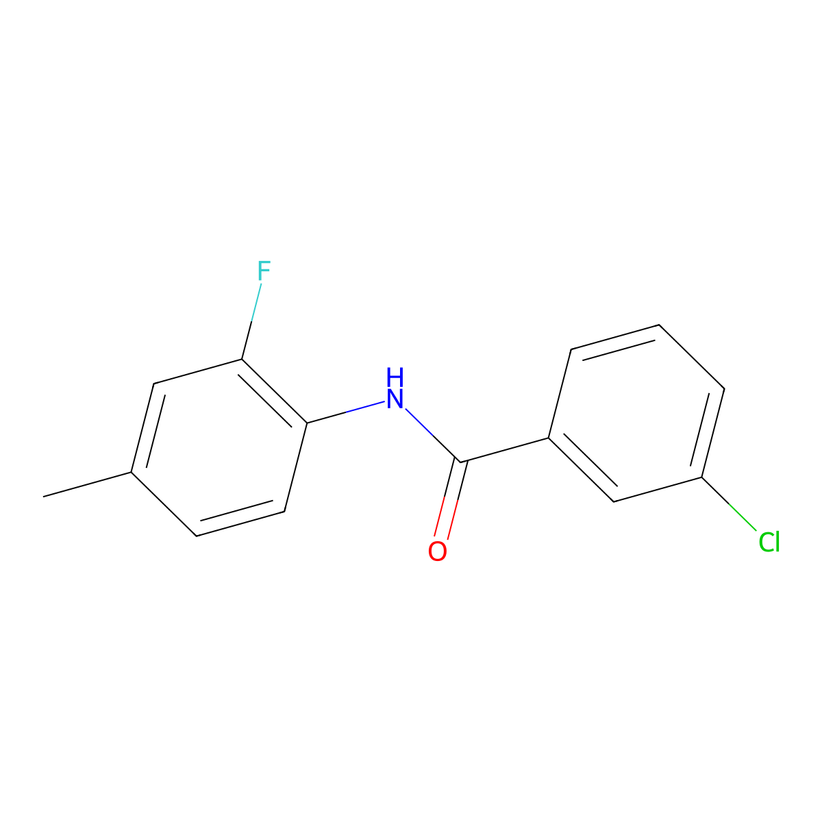 3-chloro-N-(2-fluoro-4-methylphenyl)benzamide molecular structure, CAS 1037953-69-7