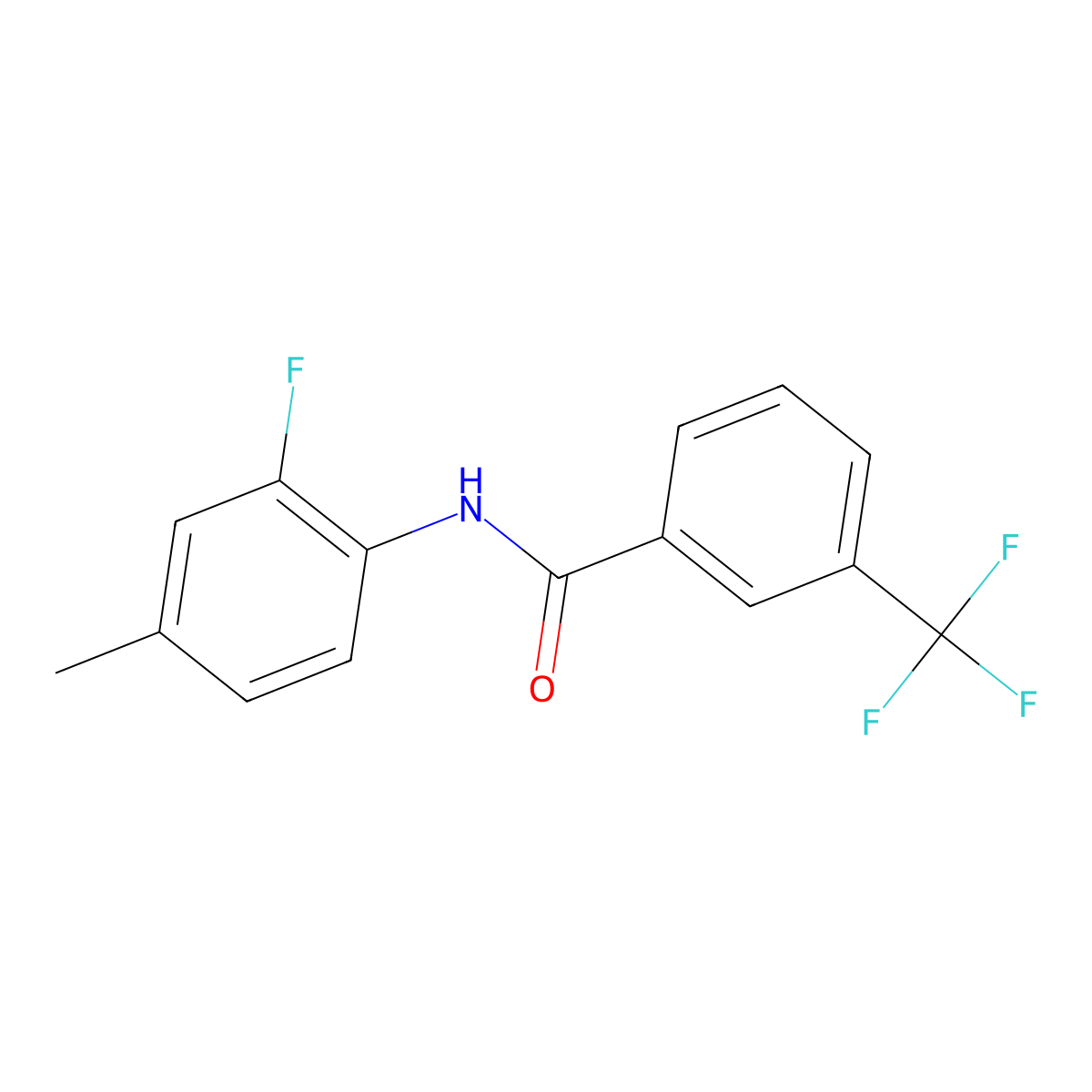 N-(2-fluoro-4-methylphenyl)-3-(trifluoromethyl)benzamide molecular structure, CAS 1037995-09-7