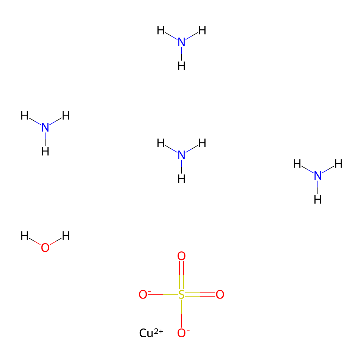 Tetraamminecopper sulfate monohydrate molecular structure, CAS 10380-29-7