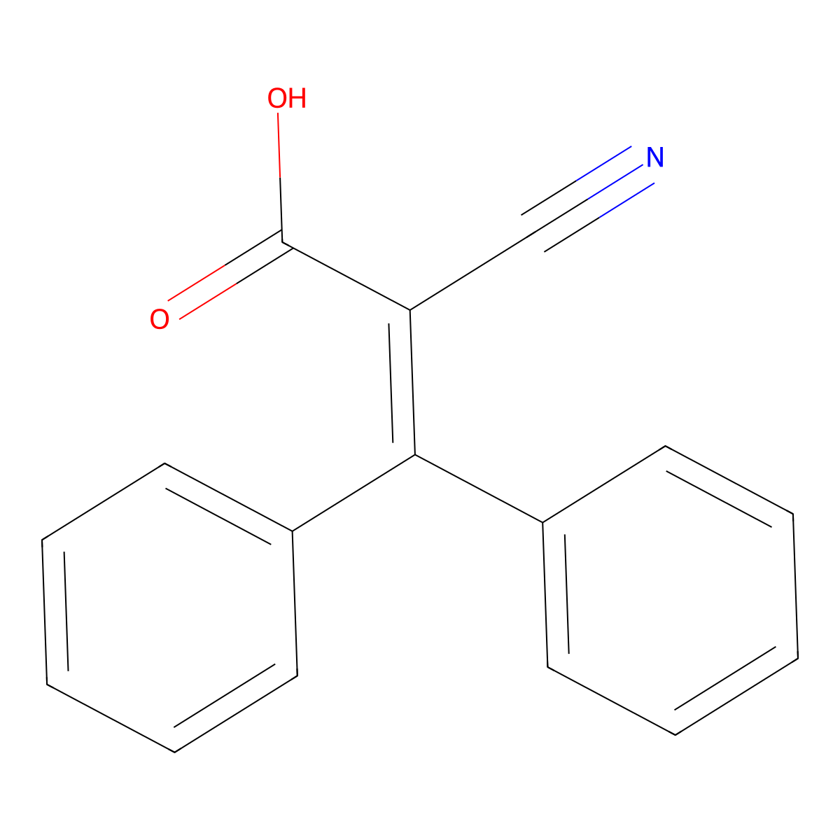 2-Cyano-3,3-diphenyl-2-propenoic acid molecular structure, CAS 10380-41-3