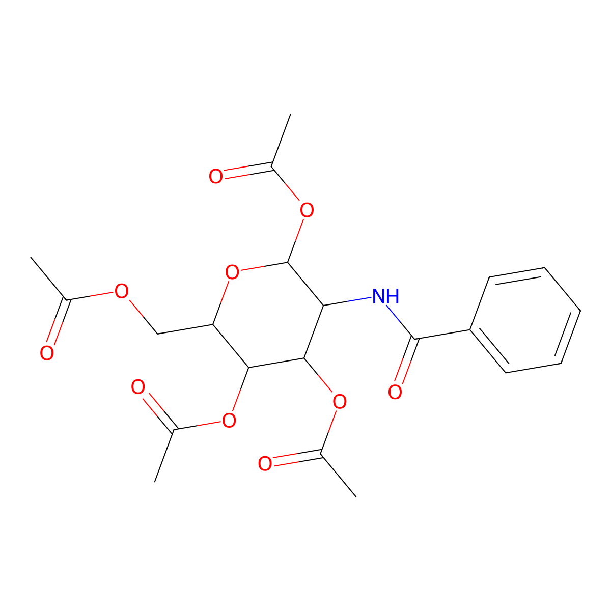 1,3,4,6-Tetra-O-acetyl-2-(benzoylamino)-2-deoxyhexopyranose molecular structure, CAS 10380-88-8