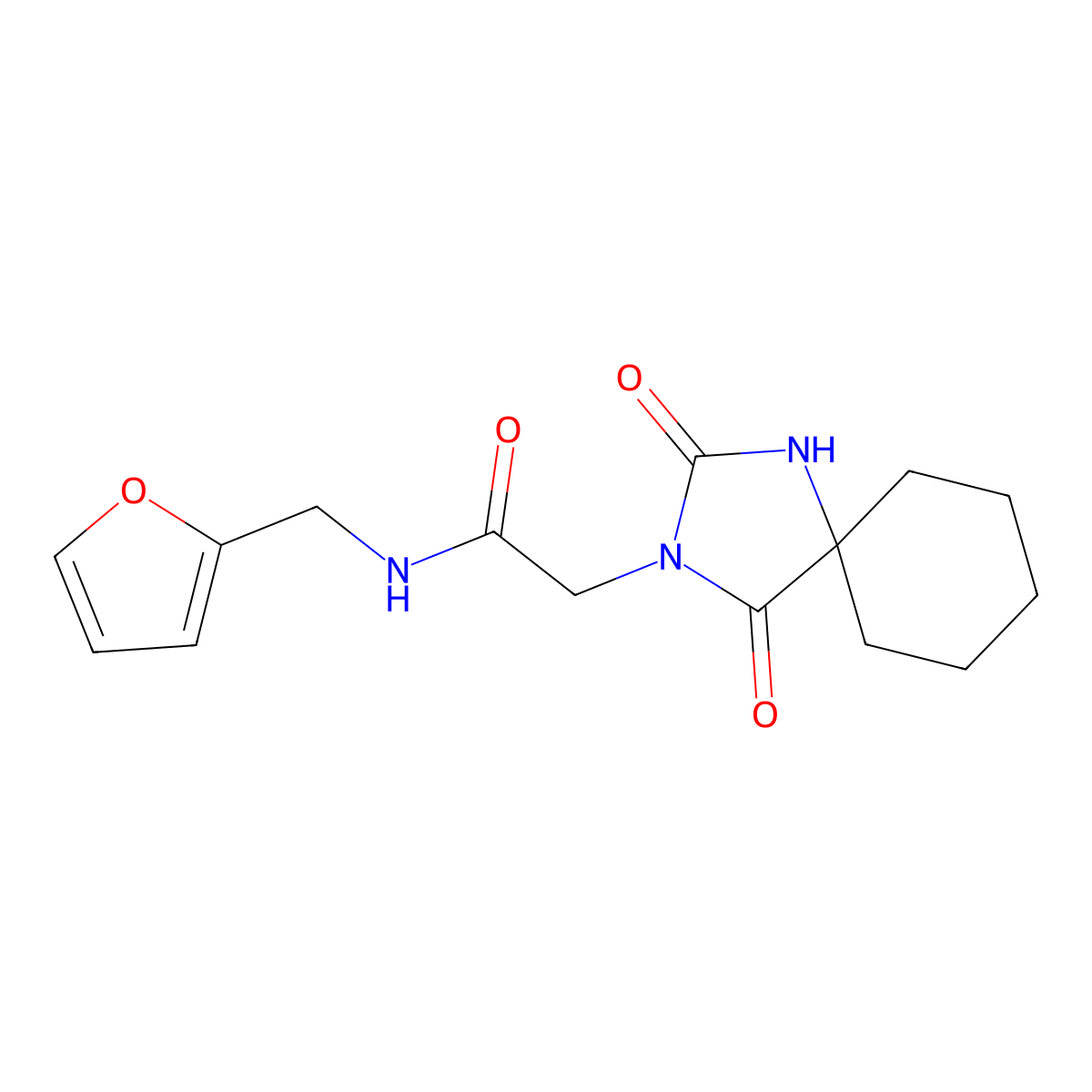 2-(2,4-dioxo-1,3-diazaspiro[4.5]dec-3-yl)-N-(2-furylmethyl)acetamide molecular structure, CAS 1038026-73-1