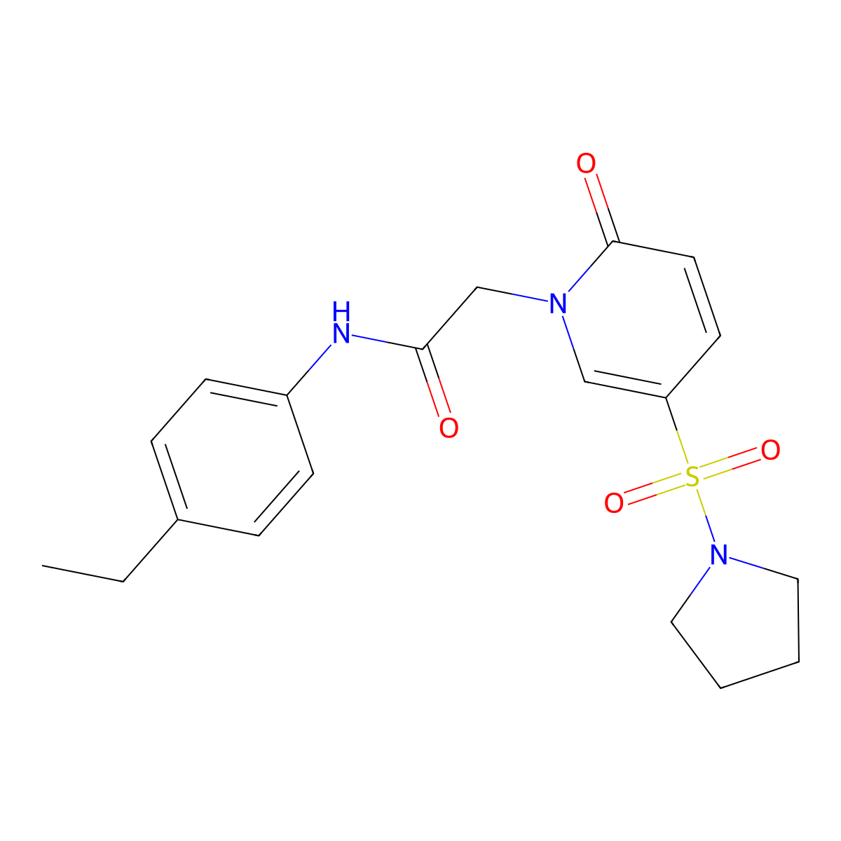 N-(4-ethylphenyl)-2-(2-oxo-5-pyrrolidin-1-ylsulfonylpyridin-1-yl)acetamide molecular structure, CAS 1038076-36-6