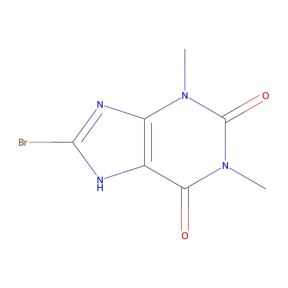 Bromotheophylline molecular structure, CAS 10381-75-6