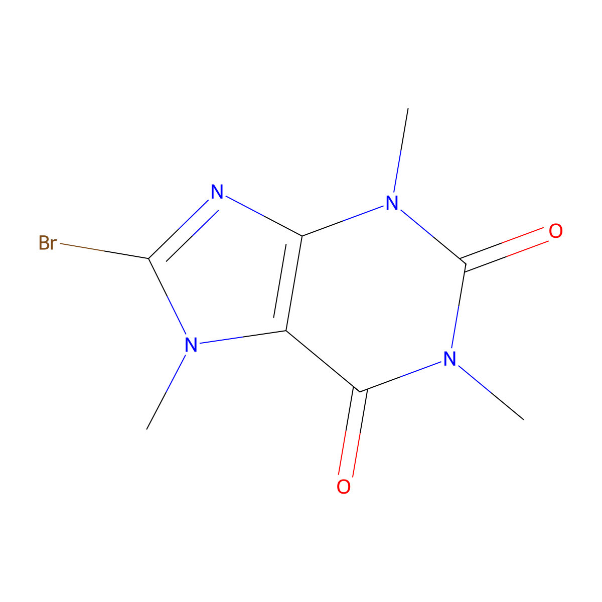 8-Bromo-3,7-dihydro-1,3,7-trimethyl-1H-purine-2,6-dione molecular structure, CAS 10381-82-5