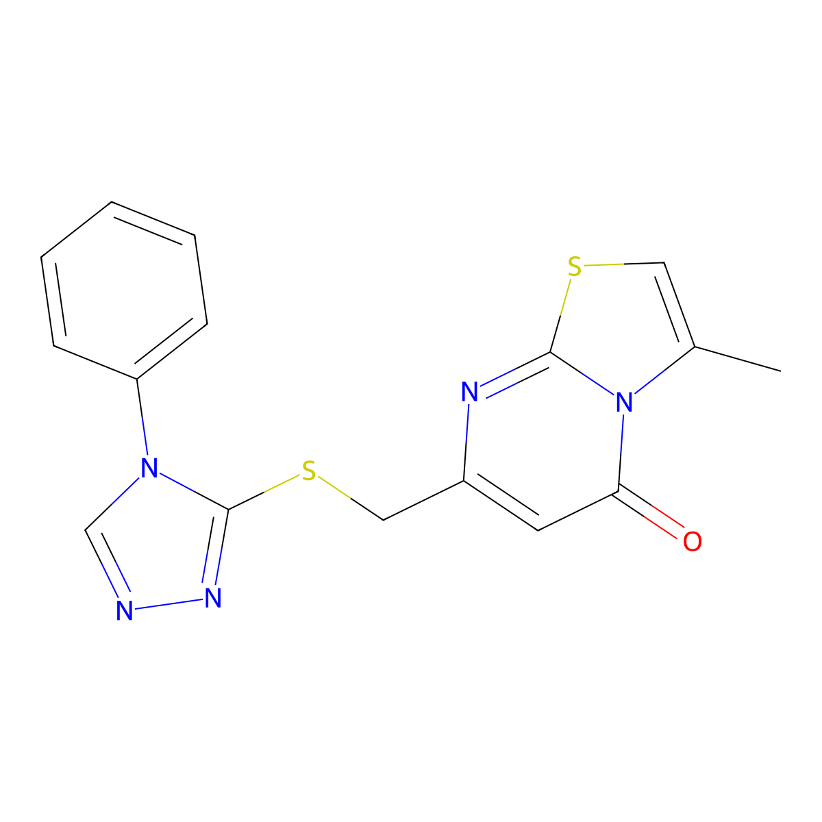 3-methyl-7-{[(4-phenyl-4H-1,2,4-triazol-3-yl)sulfanyl]methyl}-5H-[1,3]thiazolo[3,2-a]pyrimidin-5-one molecular structure, CAS 1038166-27-6