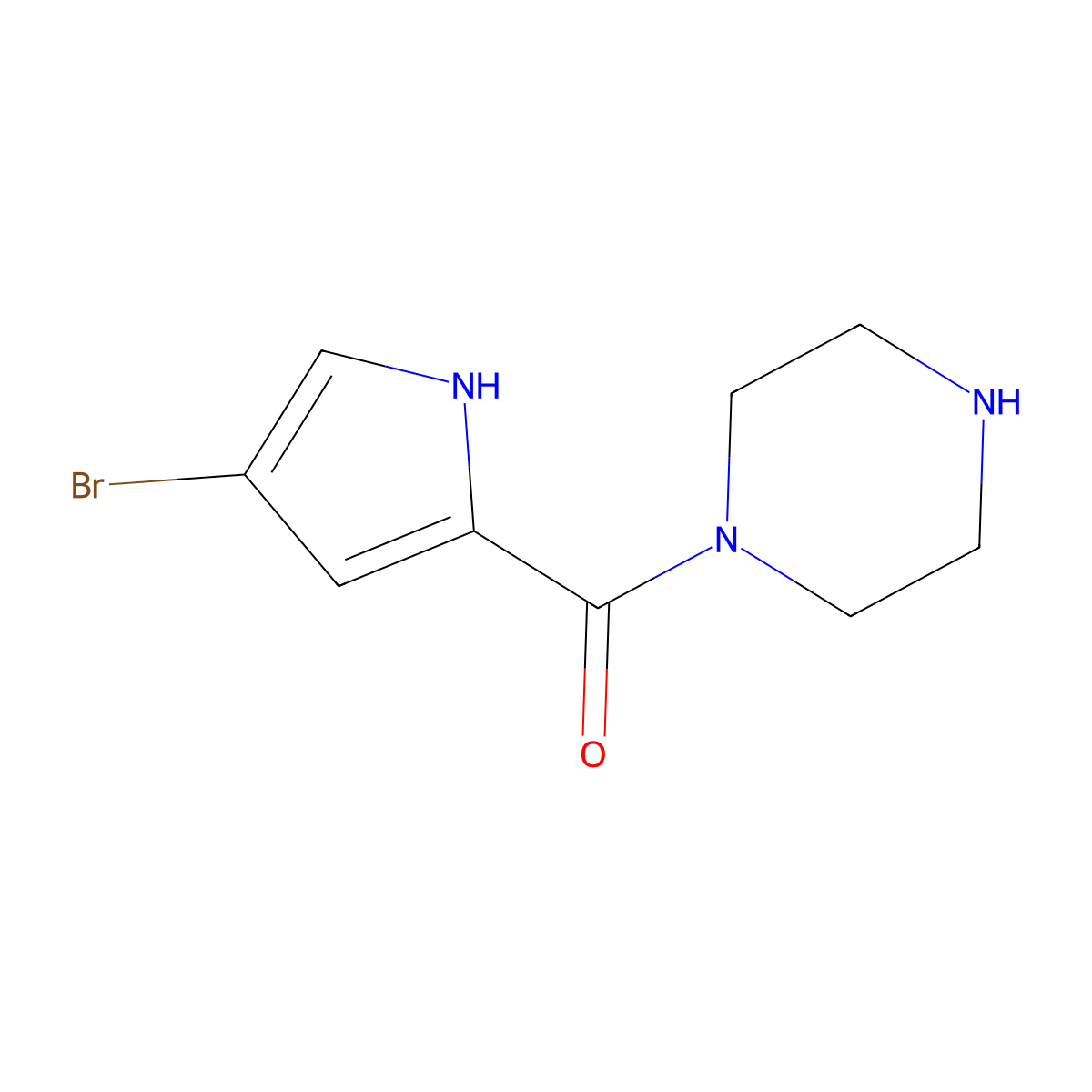 1-(4-bromo-1H-pyrrole-2-carbonyl)piperazine molecular structure, CAS 1038213-77-2
