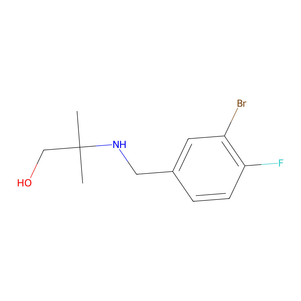 2-{[(3-Bromo-4-fluorophenyl)methyl]amino}-2-methylpropan-1-ol molecular structure, CAS 1038214-32-2