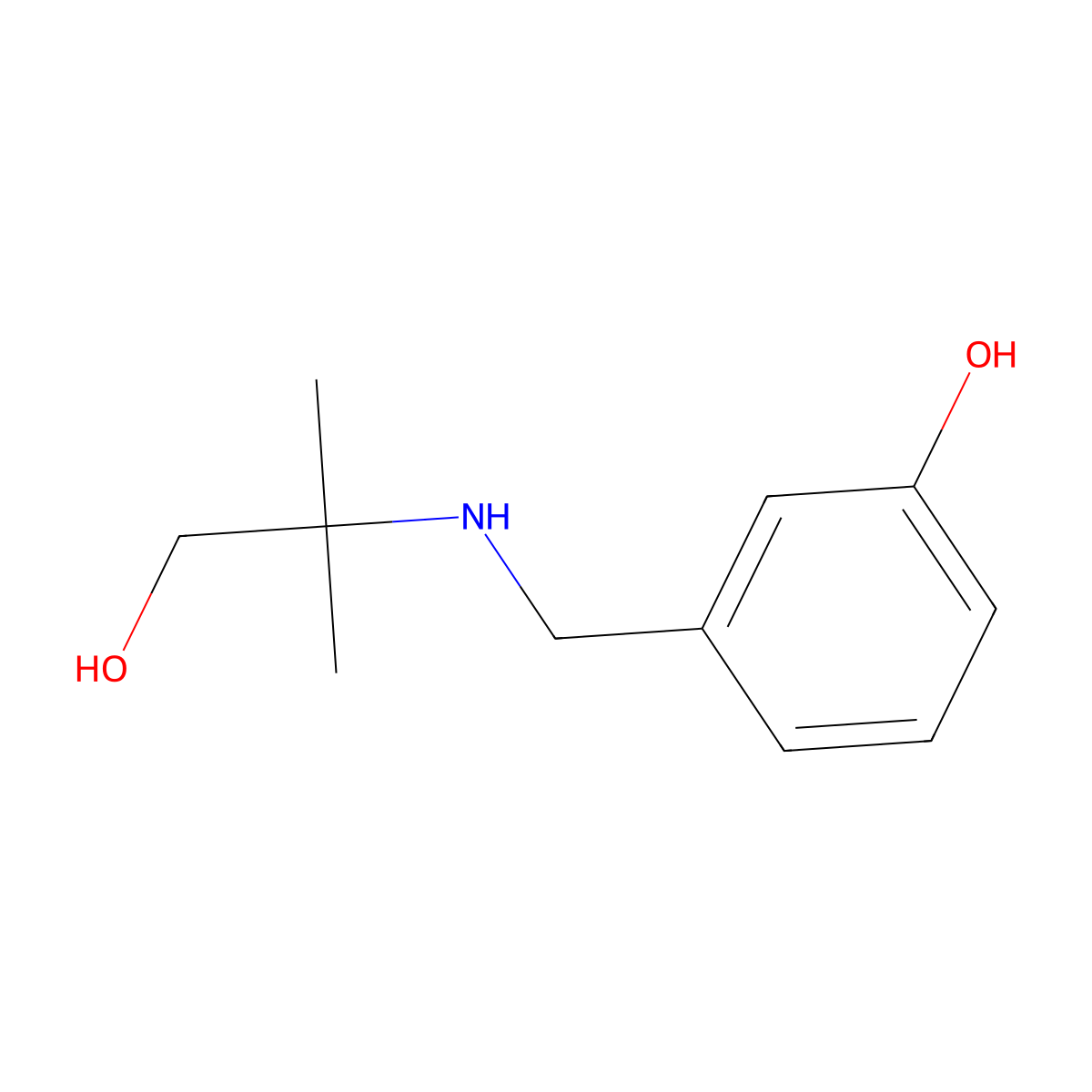 3-{[(1-Hydroxy-2-methylpropan-2-yl)amino]methyl}phenol molecular structure, CAS 1038214-38-8