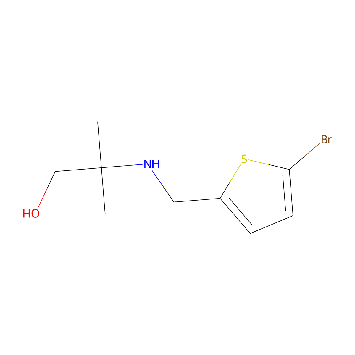 2-{[(5-Bromothiophen-2-yl)methyl]amino}-2-methylpropan-1-ol molecular structure, CAS 1038214-44-6