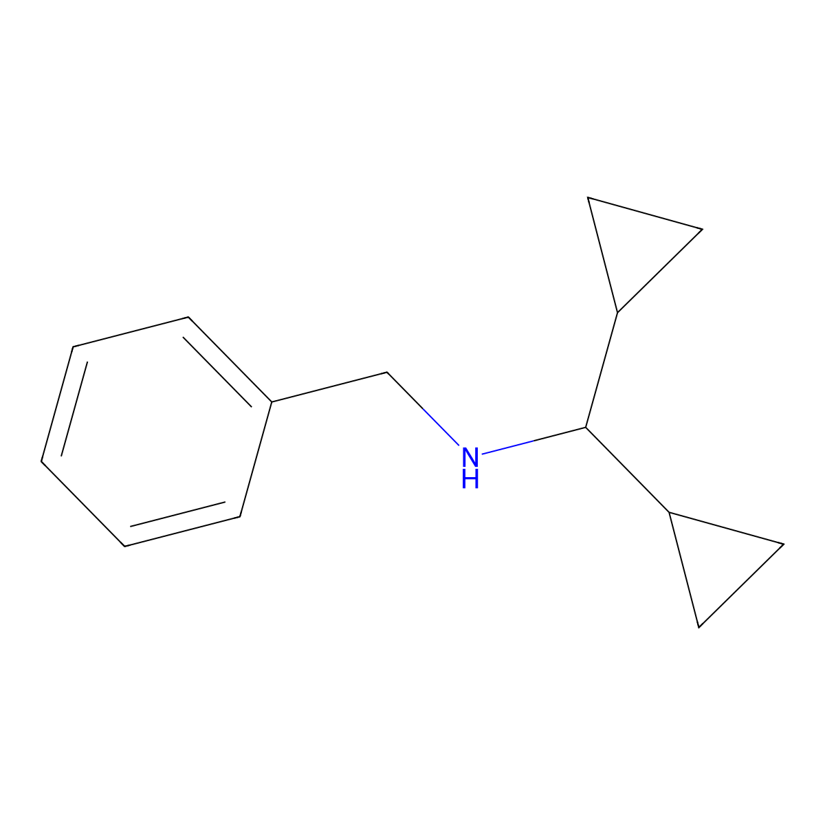 N-benzyl-1,1-dicyclopropylmethanamine molecular structure, CAS 1038216-78-2