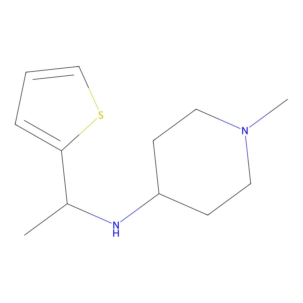 1-Methyl-N-[1-(thiophen-2-yl)ethyl]piperidin-4-amine molecular structure, CAS 1038219-18-9