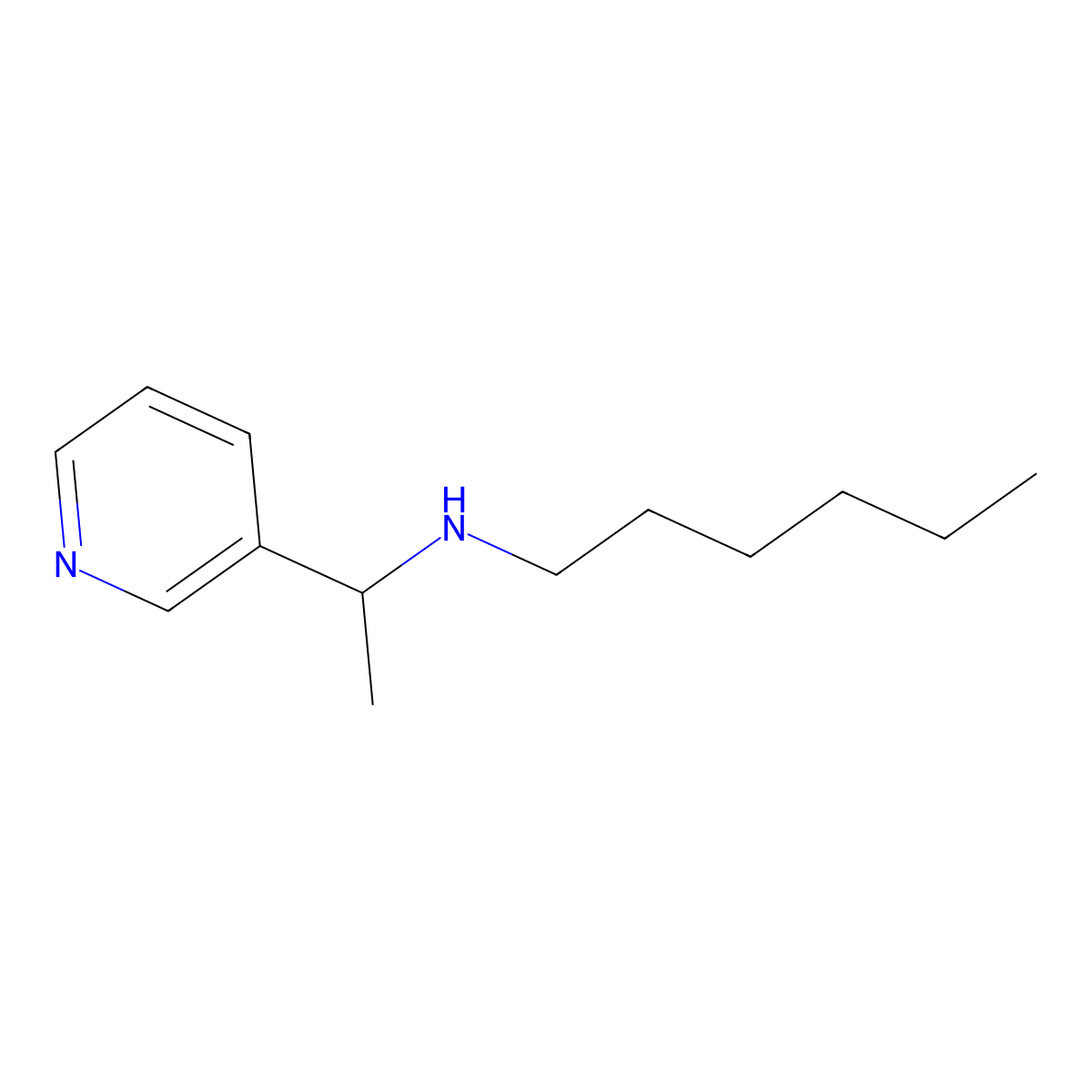 Hexyl[1-(pyridin-3-yl)ethyl]amine molecular structure, CAS 1038224-02-0