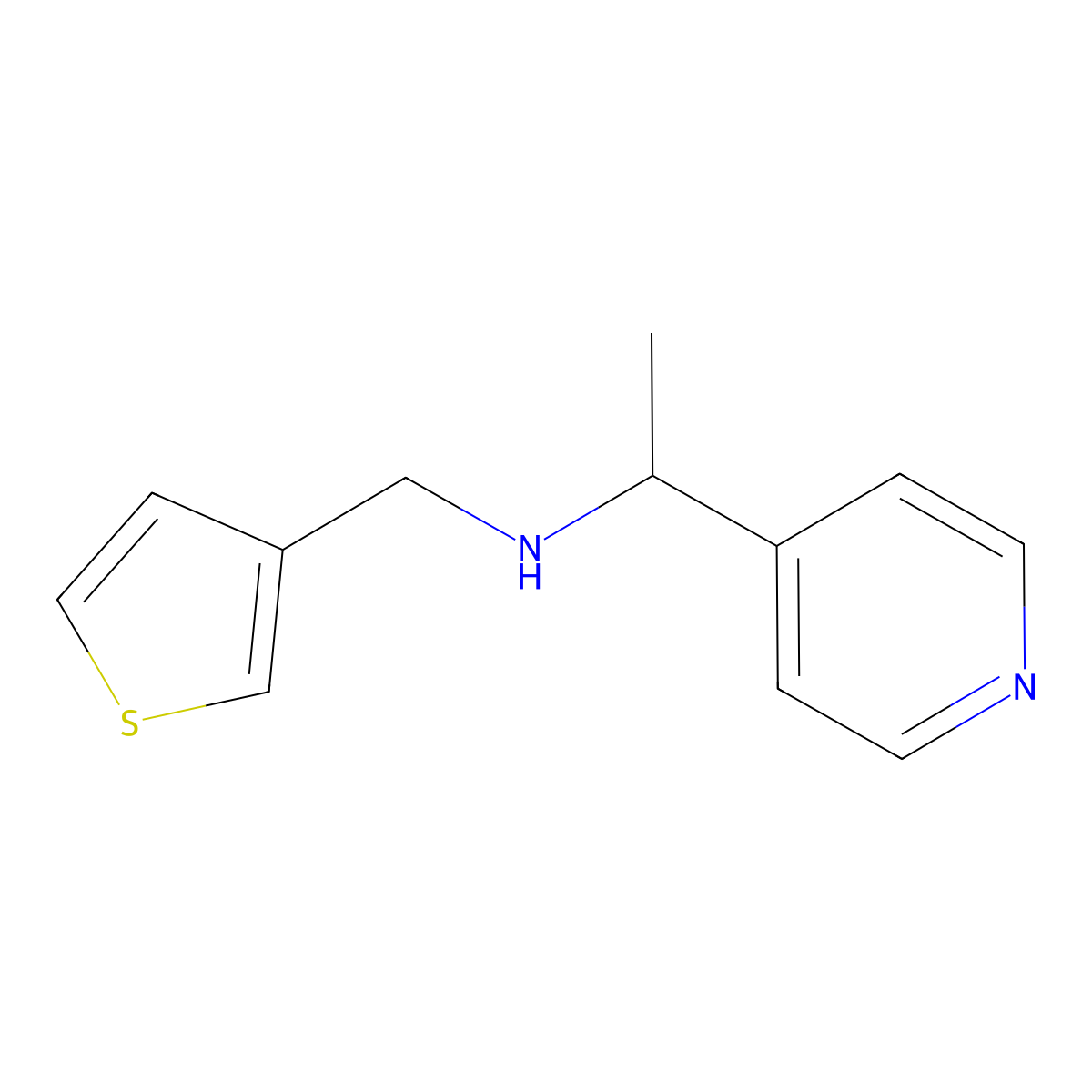 [1-(Pyridin-4-yl)ethyl][(thiophen-3-yl)methyl]amine molecular structure, CAS 1038230-00-0