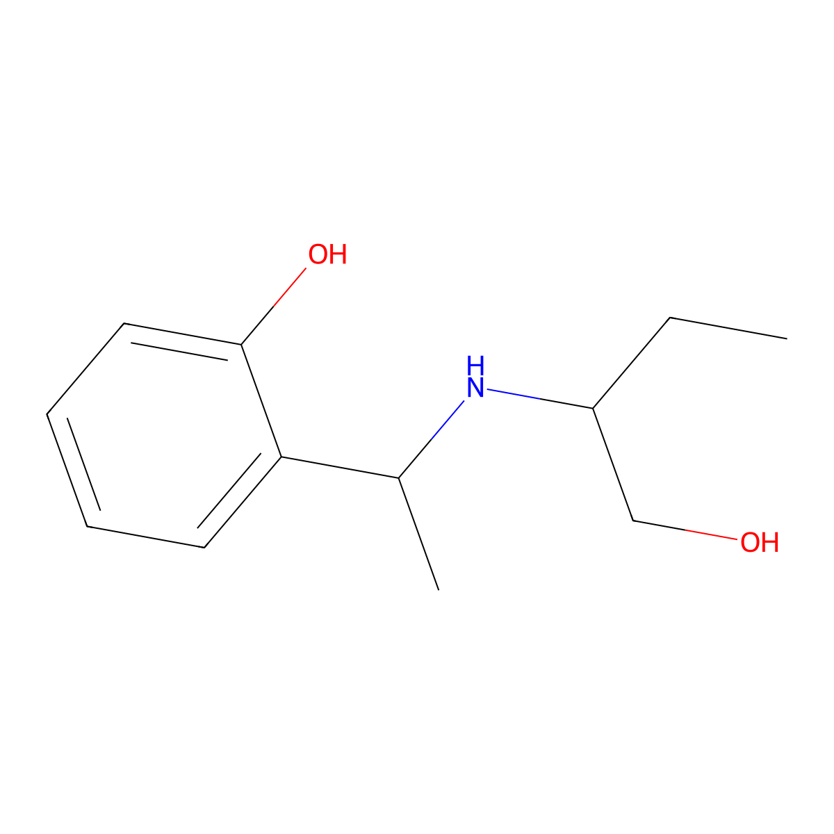 2-{1-[(1-Hydroxybutan-2-yl)amino]ethyl}phenol molecular structure, CAS 1038235-05-0