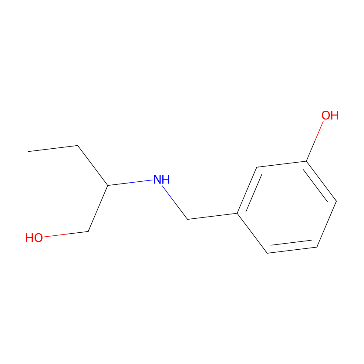 3-{[(1-Hydroxybutan-2-yl)amino]methyl}phenol molecular structure, CAS 1038236-60-0