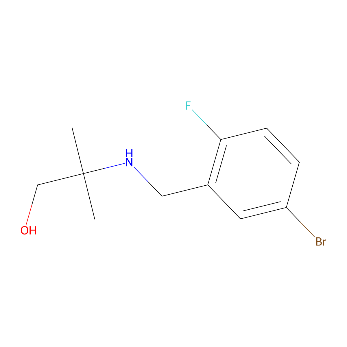 2-{[(5-Bromo-2-fluorophenyl)methyl]amino}-2-methylpropan-1-ol molecular structure, CAS 1038237-97-6