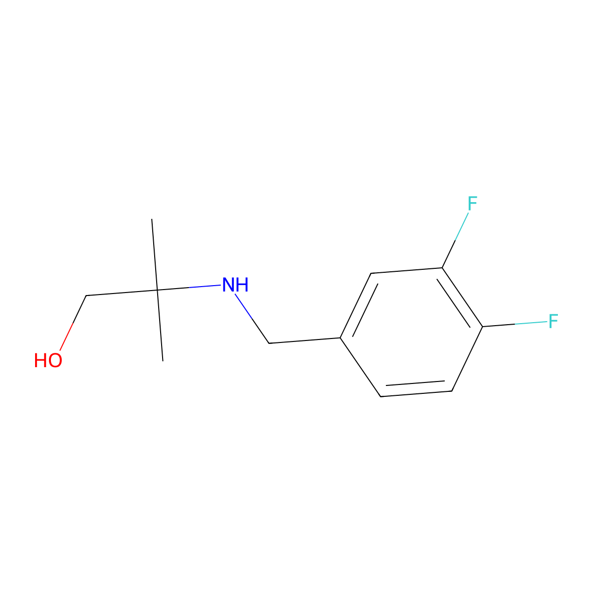 2-{[(3,4-Difluorophenyl)methyl]amino}-2-methylpropan-1-ol molecular structure, CAS 1038238-21-9