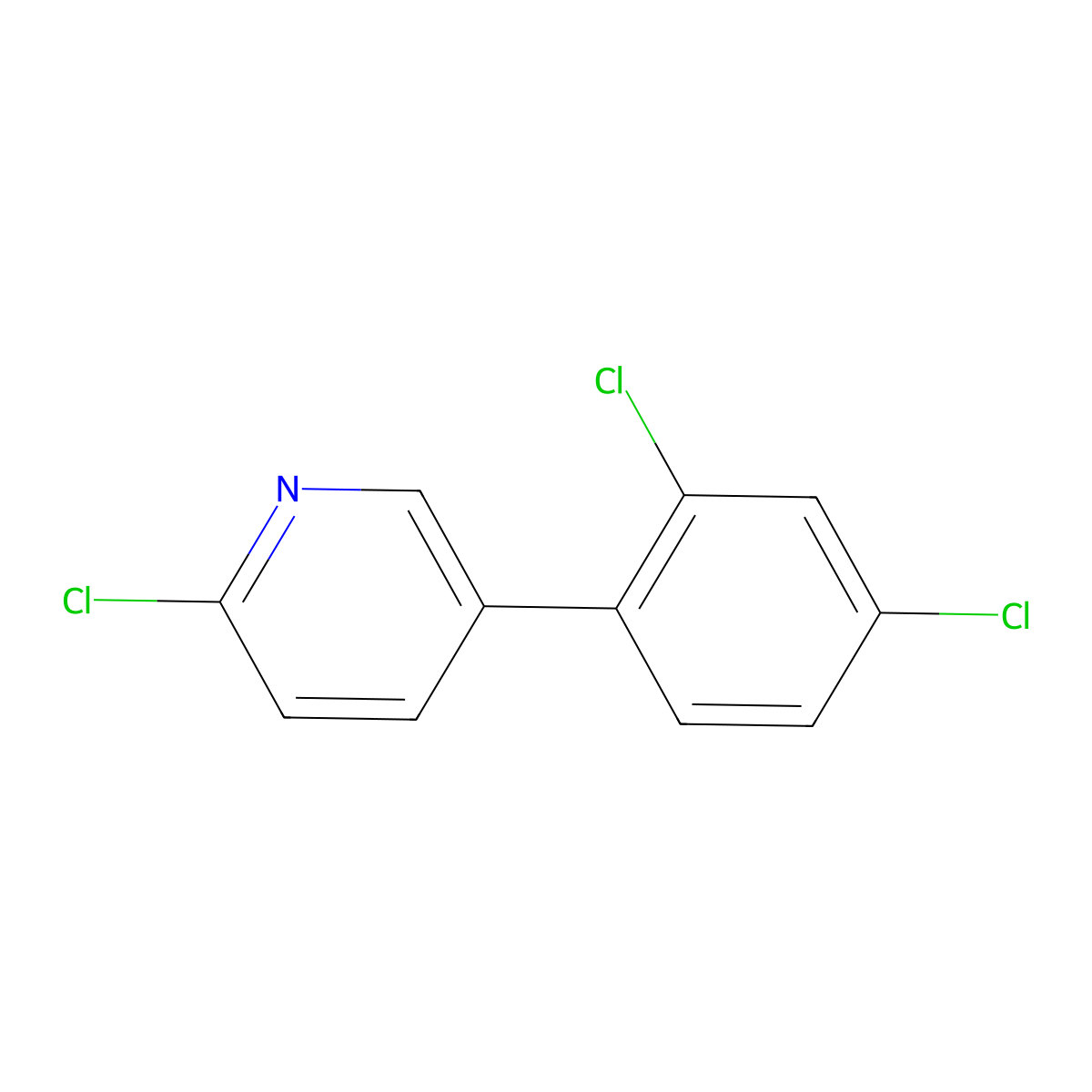 2-Chloro-5-(2,4-dichlorophenyl)pyridine molecular structure, CAS 103824-14-2