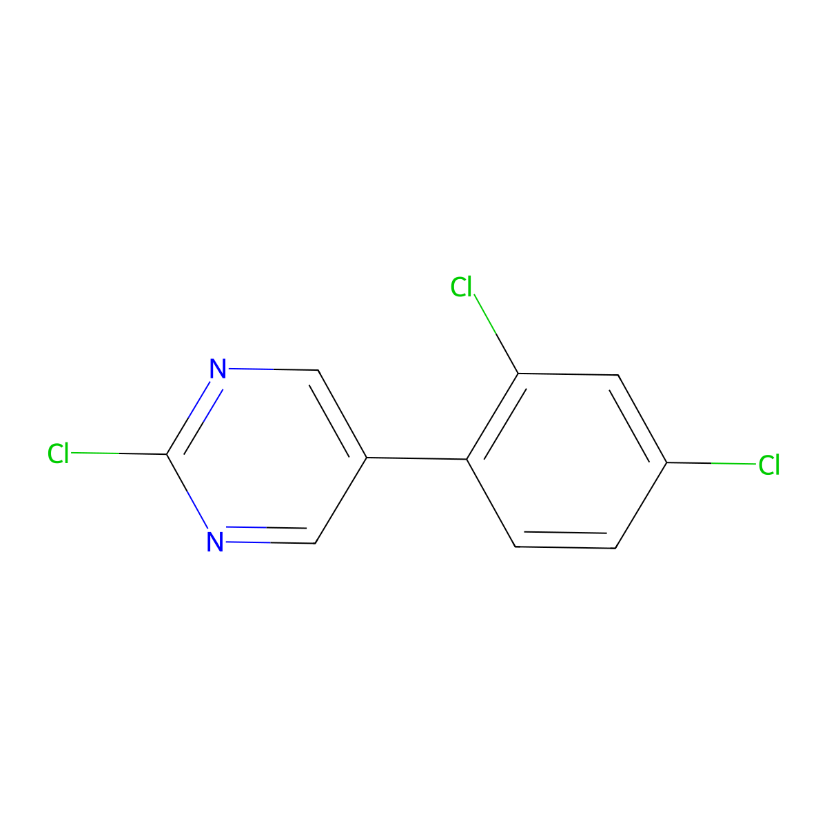 2-Chloro-5-(2,4-dichlorophenyl)pyrimidine molecular structure, CAS 103824-20-0