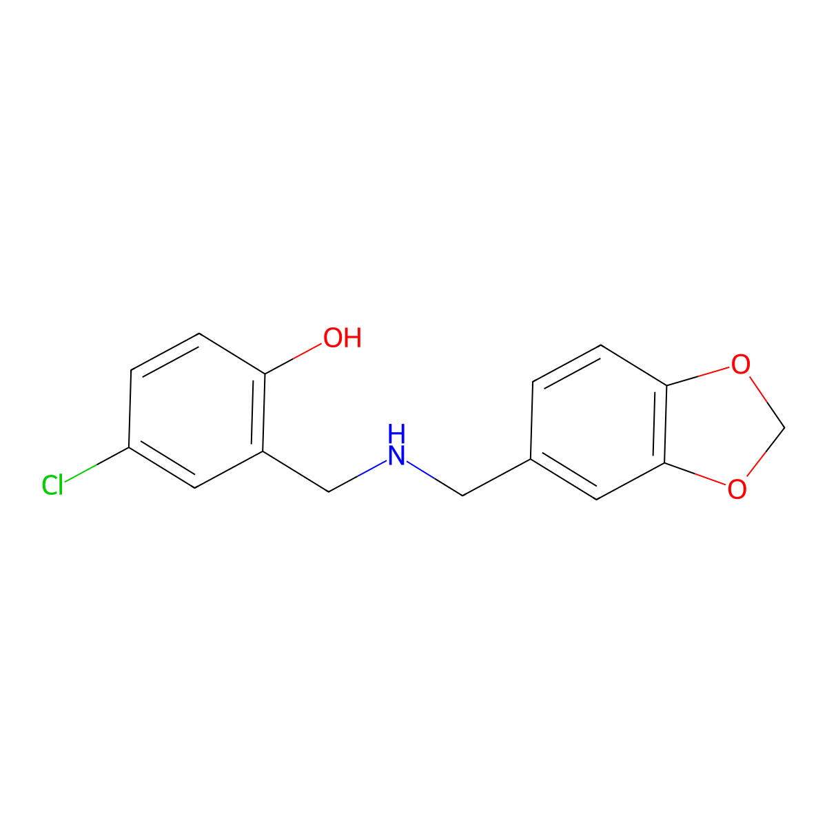 2-{[(1,3-Benzodioxol-5-ylmethyl)amino]methyl}-4-chlorophenol molecular structure, CAS 1038244-16-4