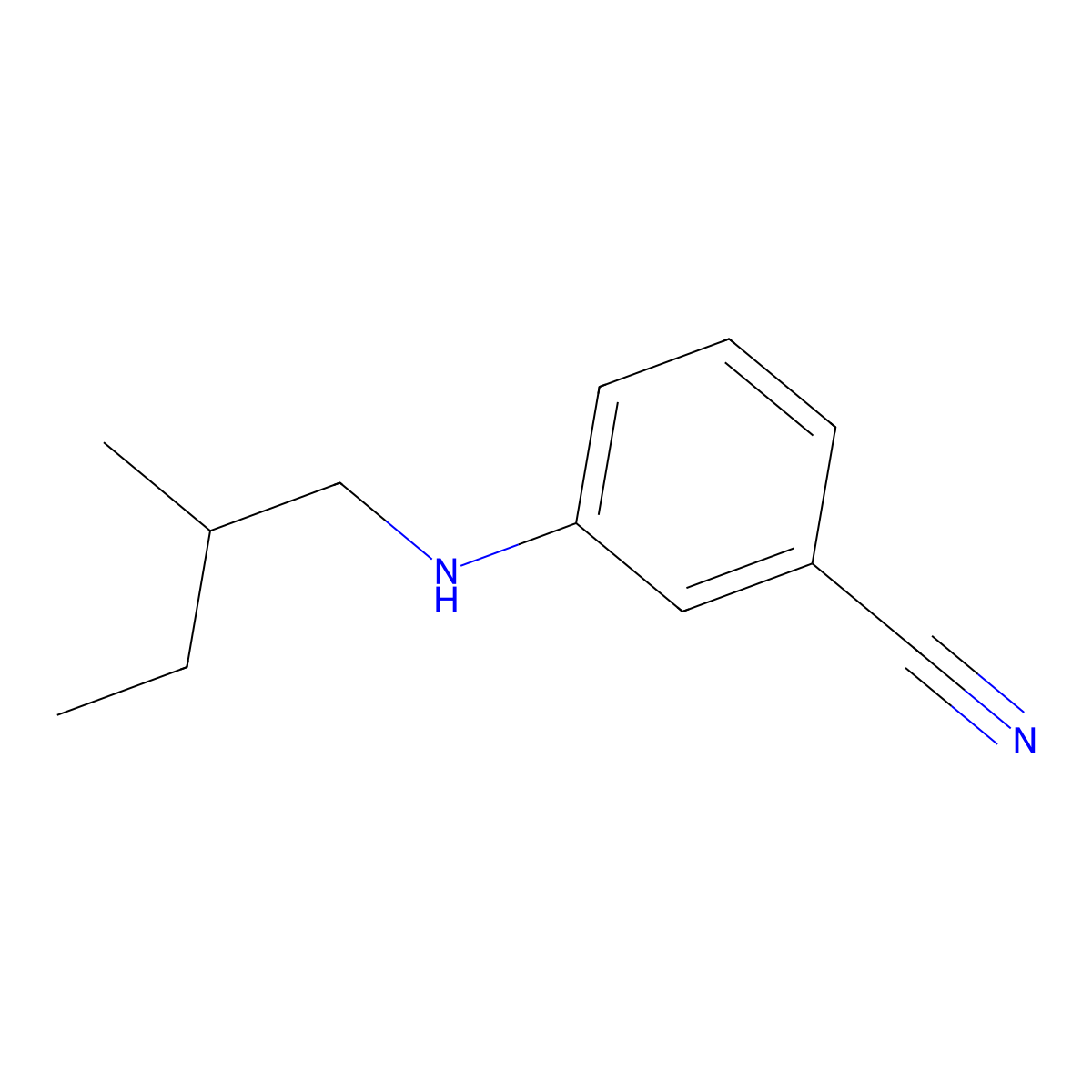 3-[(2-Methylbutyl)amino]benzonitrile molecular structure, CAS 1038244-26-6