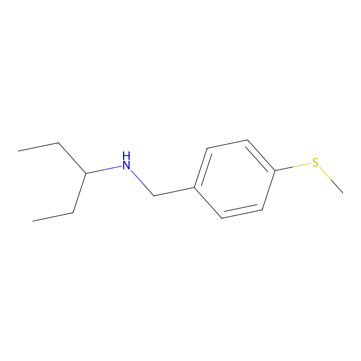 {[4-(Methylsulfanyl)phenyl]methyl}(pentan-3-yl)amine molecular structure, CAS 1038244-77-7