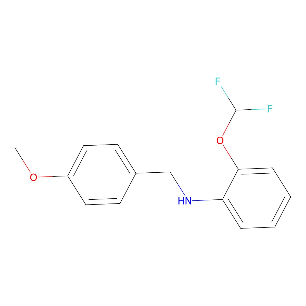 2-(difluoromethoxy)-N-[(4-methoxyphenyl)methyl]aniline molecular structure, CAS 1038251-06-7