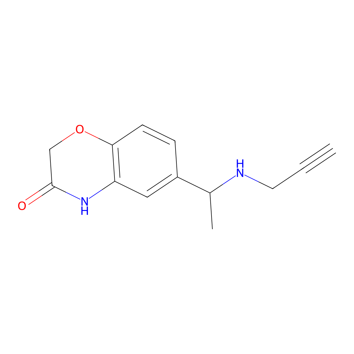 6-{1-[(prop-2-yn-1-yl)amino]ethyl}-3,4-dihydro-2H-1,4-benzoxazin-3-one molecular structure, CAS 1038251-44-3