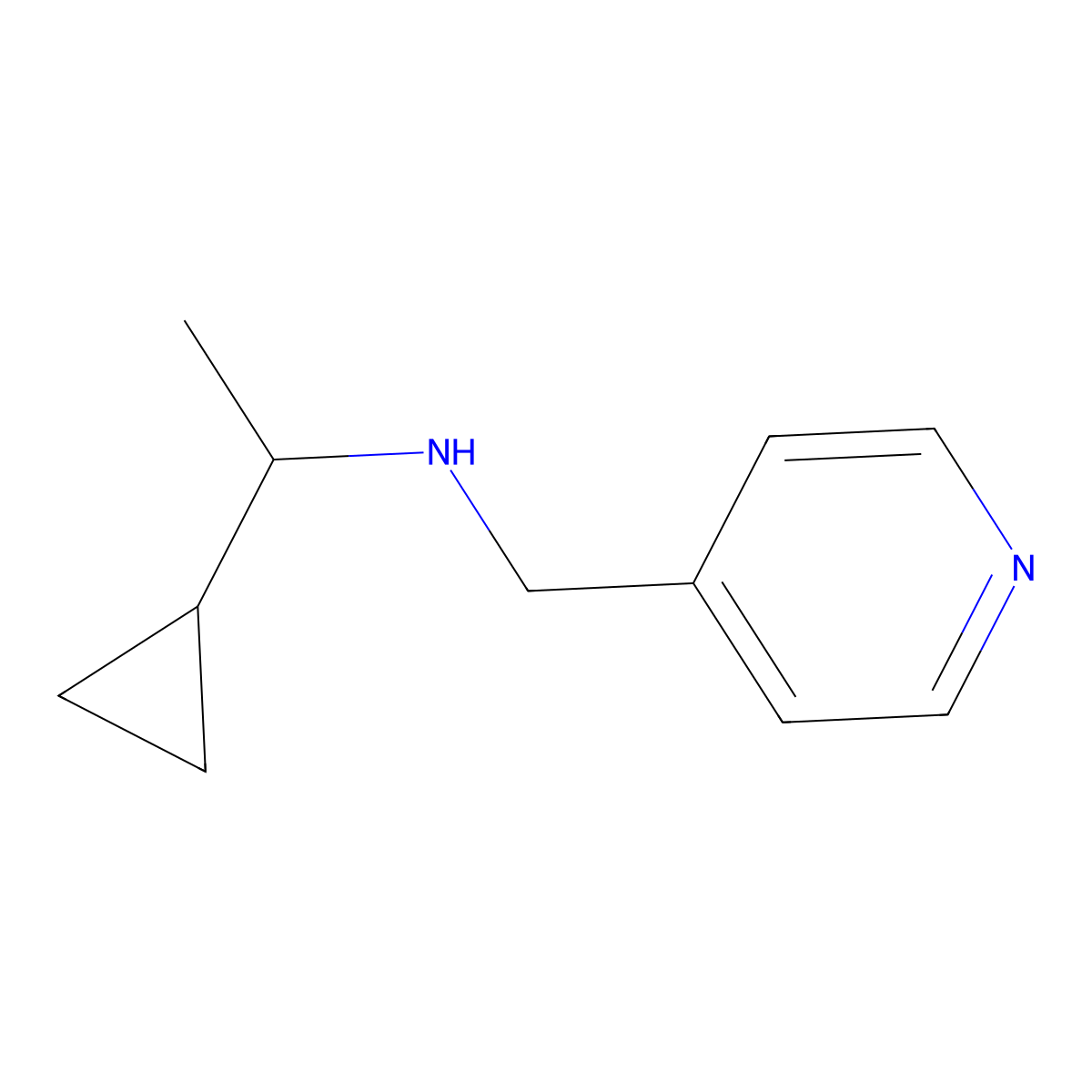 1-cyclopropyl-N-(pyridin-4-ylmethyl)ethanamine molecular structure, CAS 1038253-01-8