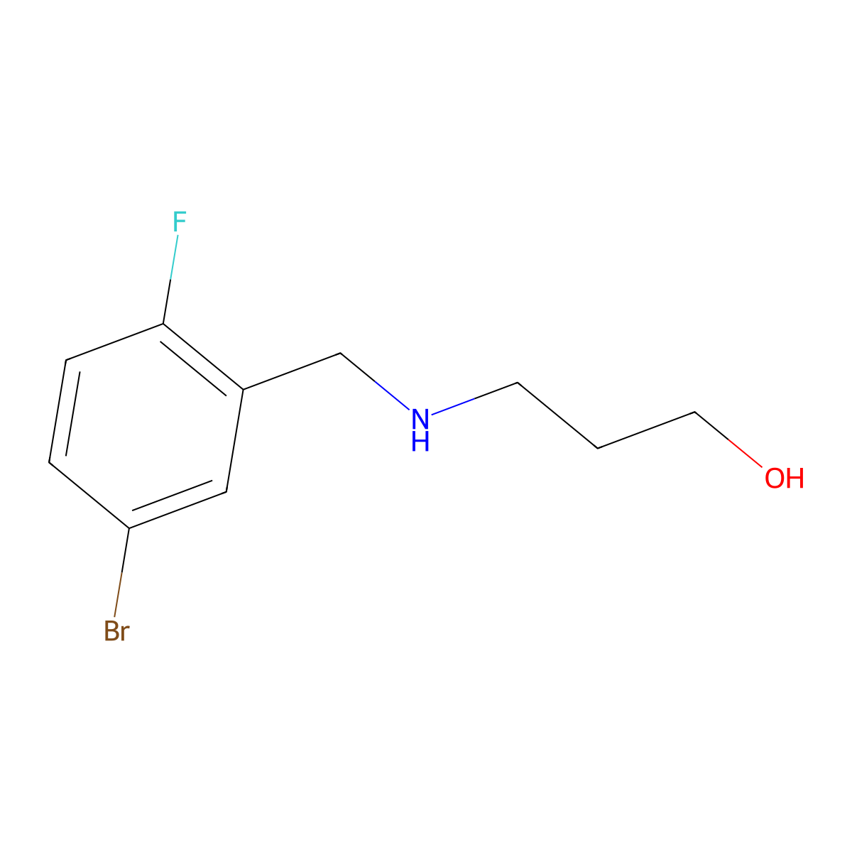 3-{[(5-Bromo-2-fluorophenyl)methyl]amino}propan-1-ol molecular structure, CAS 1038253-99-4