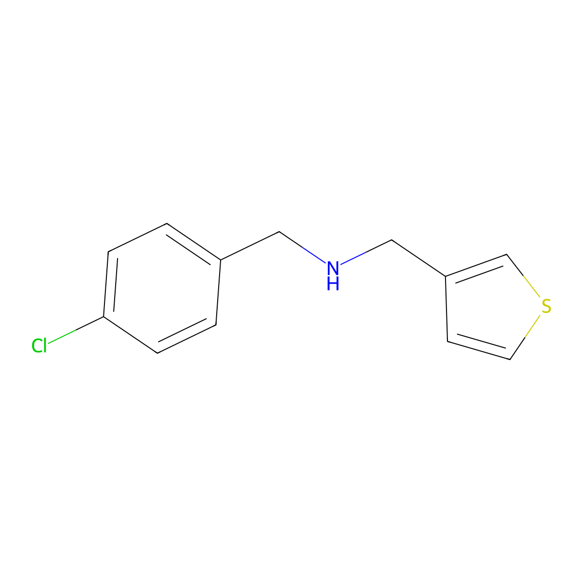 [(4-Chlorophenyl)methyl][(thiophen-3-yl)methyl]amine molecular structure, CAS 1038256-49-3
