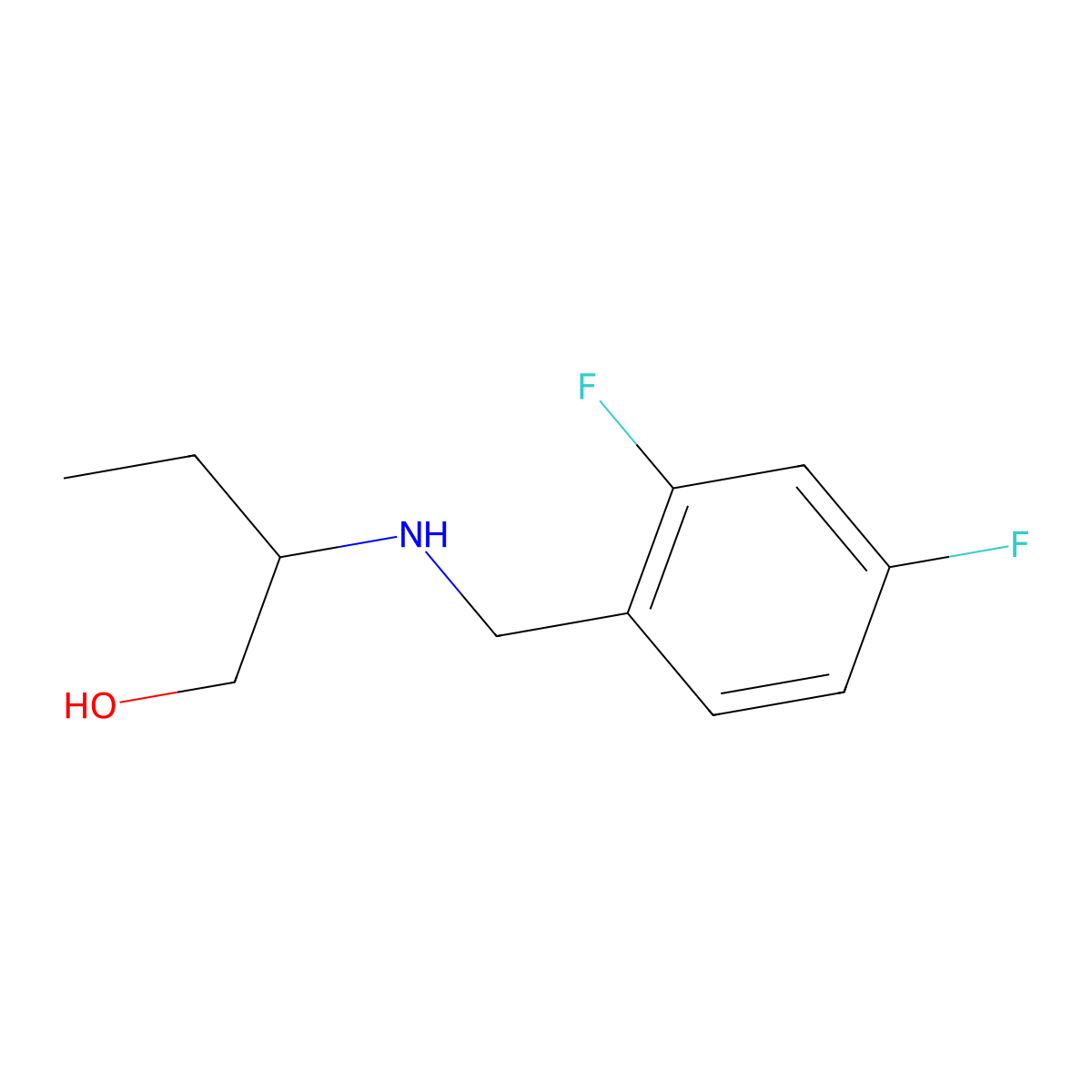 2-{[(2,4-Difluorophenyl)methyl]amino}butan-1-ol molecular structure, CAS 1038259-51-6