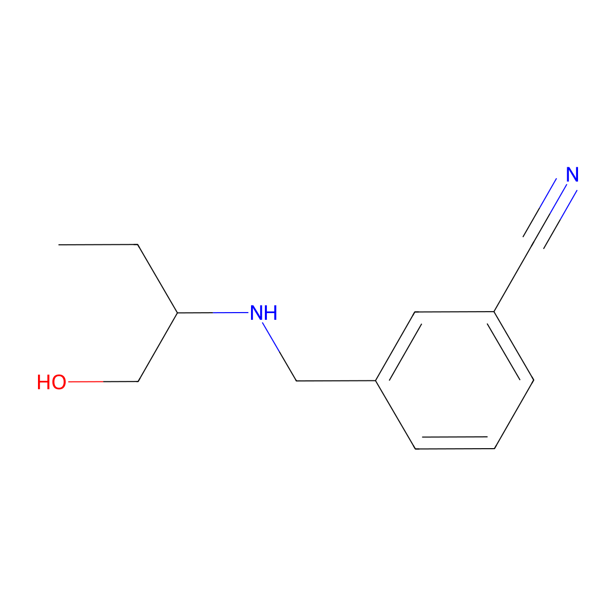 3-{[(1-Hydroxybutan-2-yl)amino]methyl}benzonitrile molecular structure, CAS 1038259-76-5