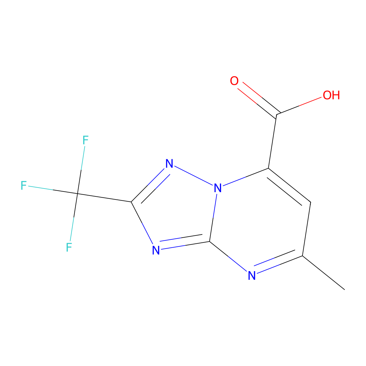 5-Methyl-2-(trifluoromethyl)-[1,2,4]triazolo[1,5-a]pyrimidine-7-carboxylic acid molecular structure, CAS 1038261-10-7