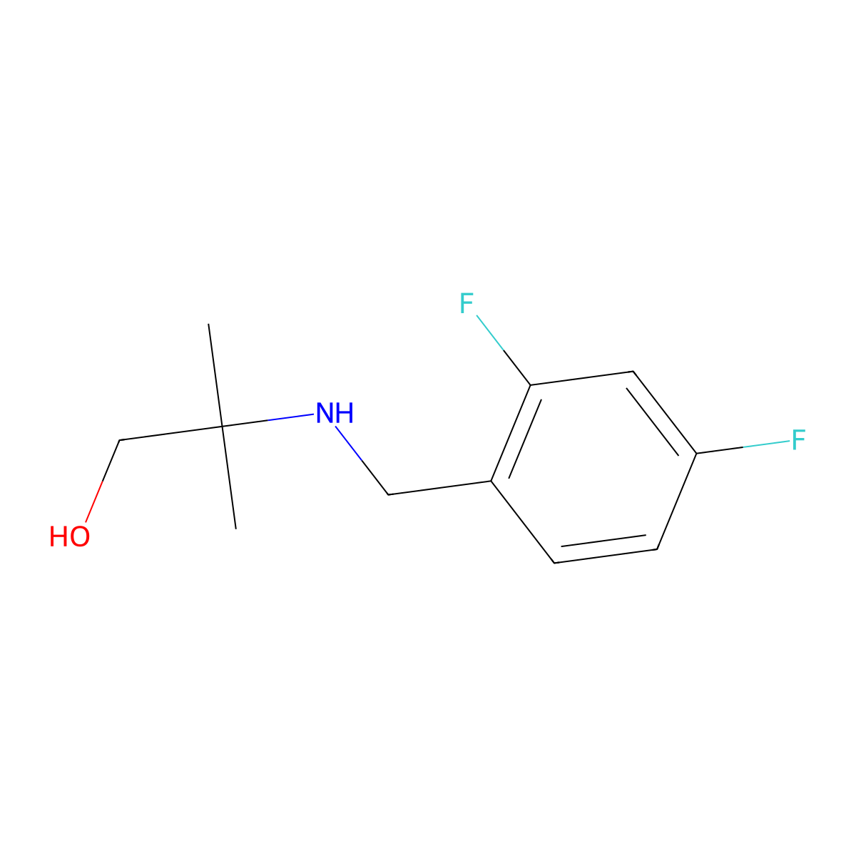 2-{[(2,4-Difluorophenyl)methyl]amino}-2-methylpropan-1-ol molecular structure, CAS 1038262-10-0