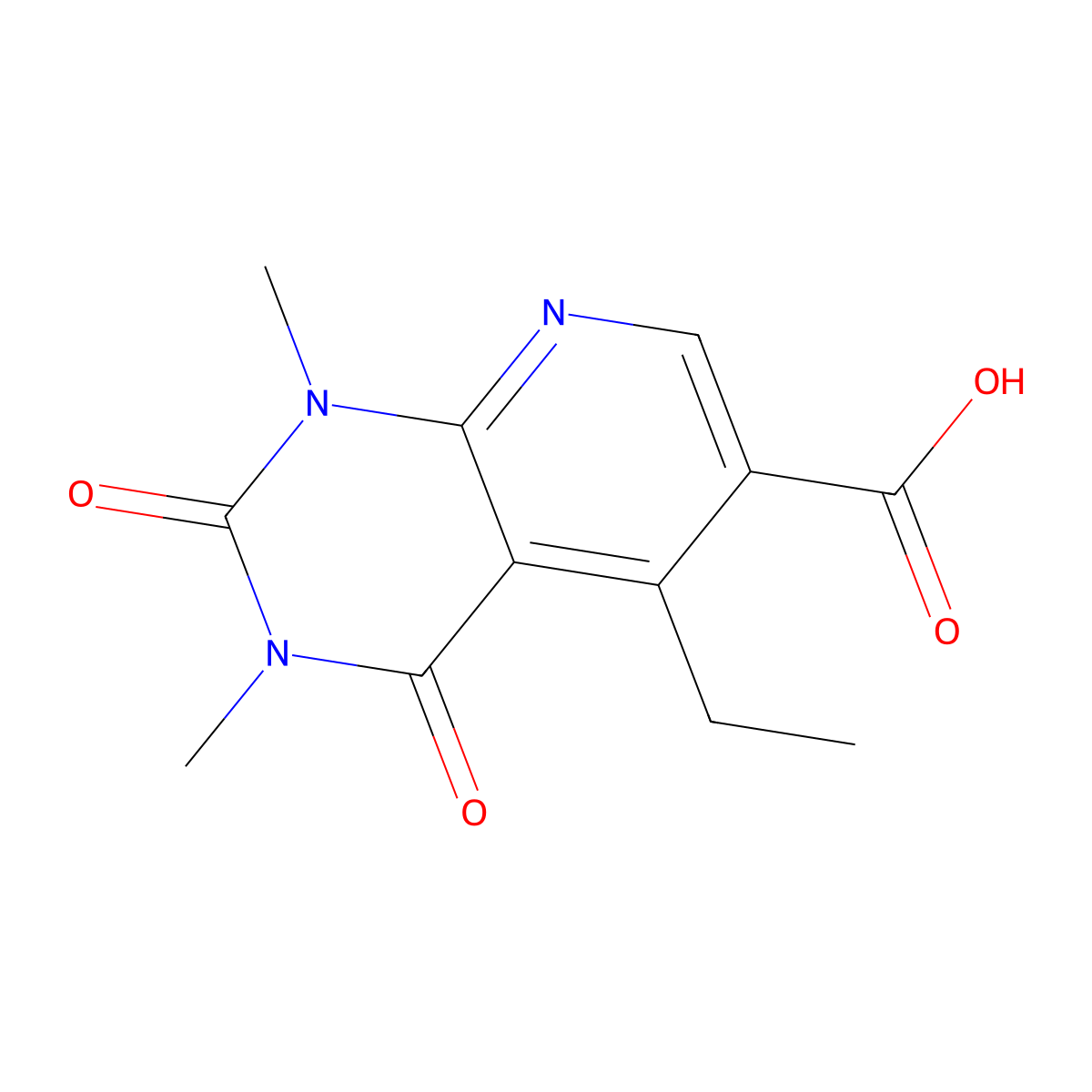 5-ethyl-1,3-dimethyl-2,4-dioxo-1H,2H,3H,4H-pyrido(2,3-d)pyrimidine-6-carboxylic acid molecular structure, CAS 1038262-35-9