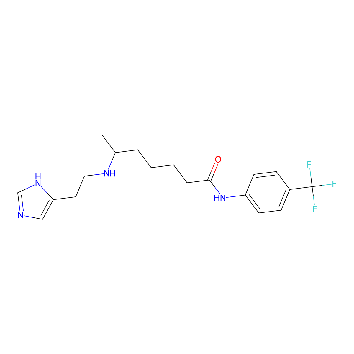 6-((2-(1H-Imidazol-5-yl)ethyl)amino)-N-(4-(trifluoromethyl)phenyl)heptanamide molecular structure, CAS 103827-16-3