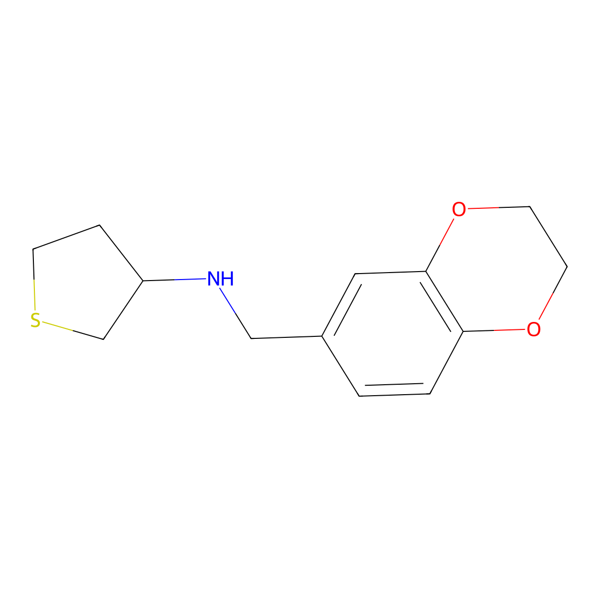 2,3-Dihydro-N-(tetrahydro-3-thienyl)-1,4-benzodioxin-6-methanamine molecular structure, CAS 1038271-31-6