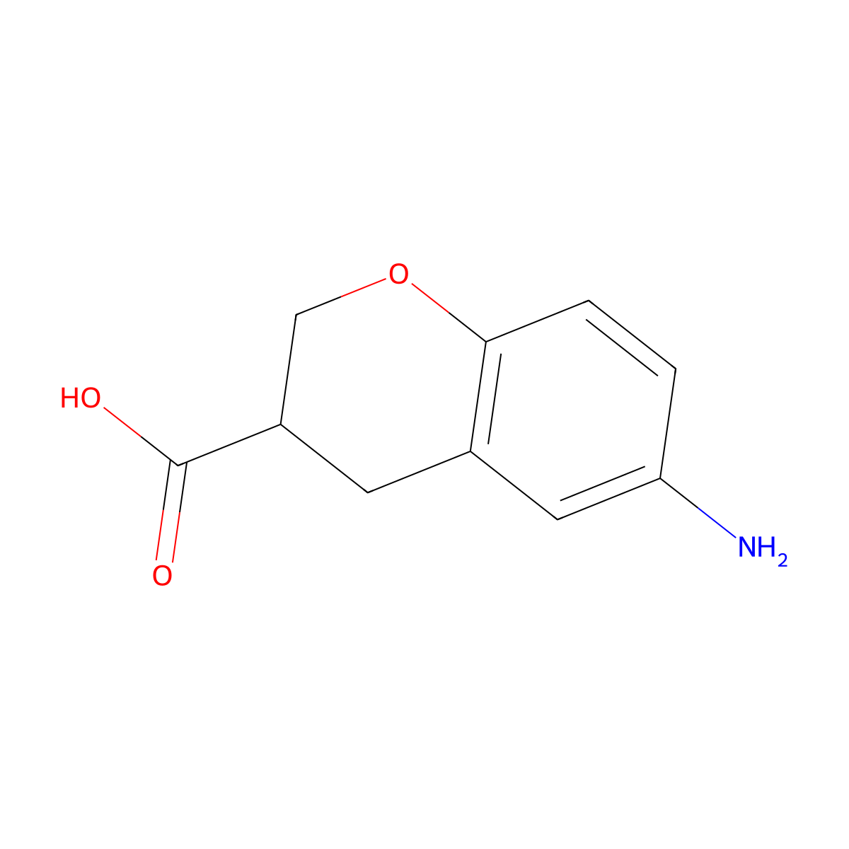 6-Amino-3,4-dihydro-2h-1-benzopyran-3-carboxylic acid molecular structure, CAS 1038274-50-8