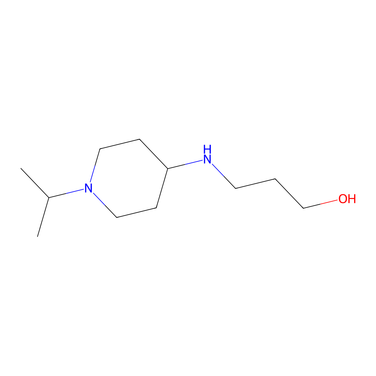 3-{[1-(Propan-2-yl)piperidin-4-yl]amino}propan-1-ol molecular structure, CAS 1038277-92-7