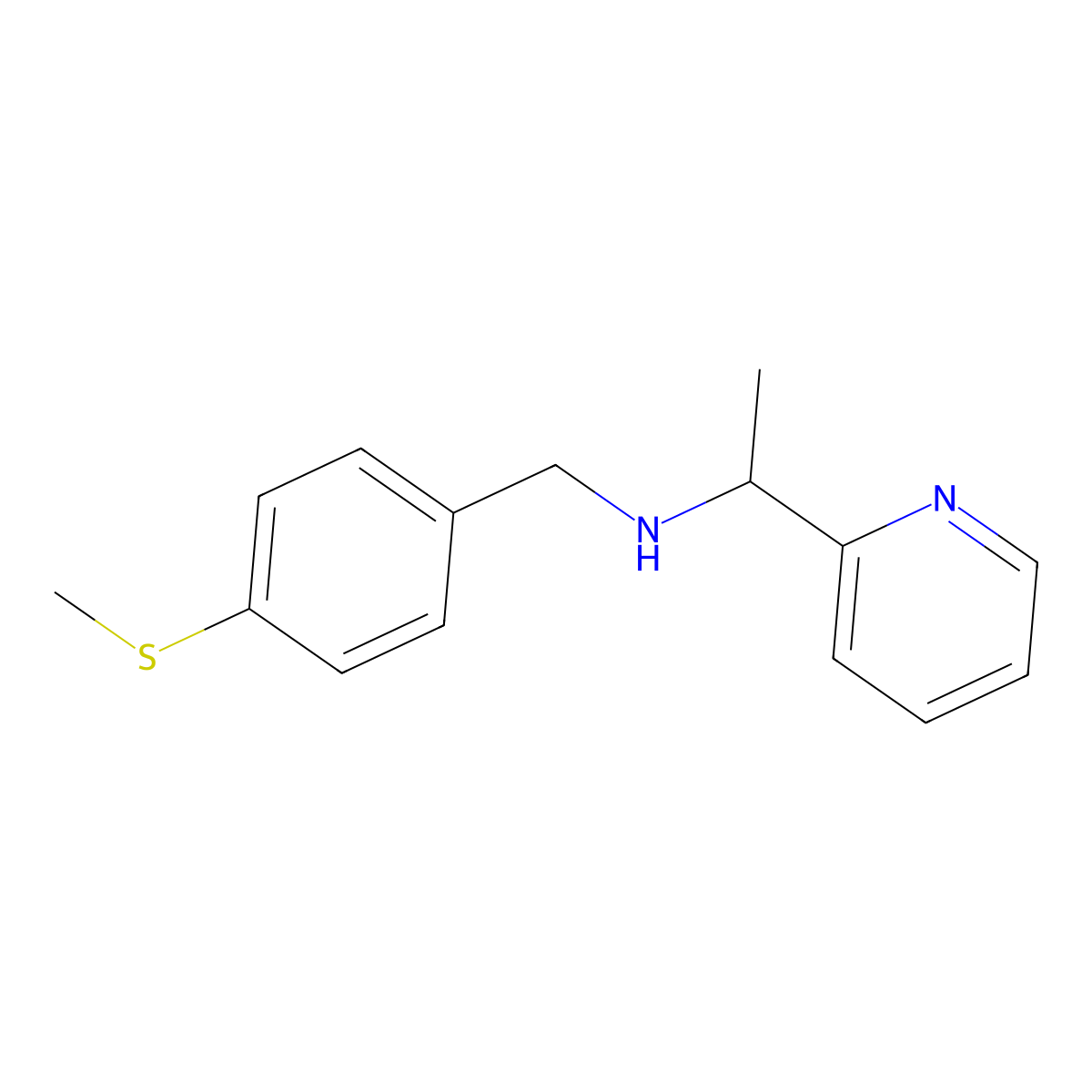 n-(4-(Methylthio)benzyl)-1-(pyridin-2-yl)ethan-1-amine molecular structure, CAS 1038283-62-3