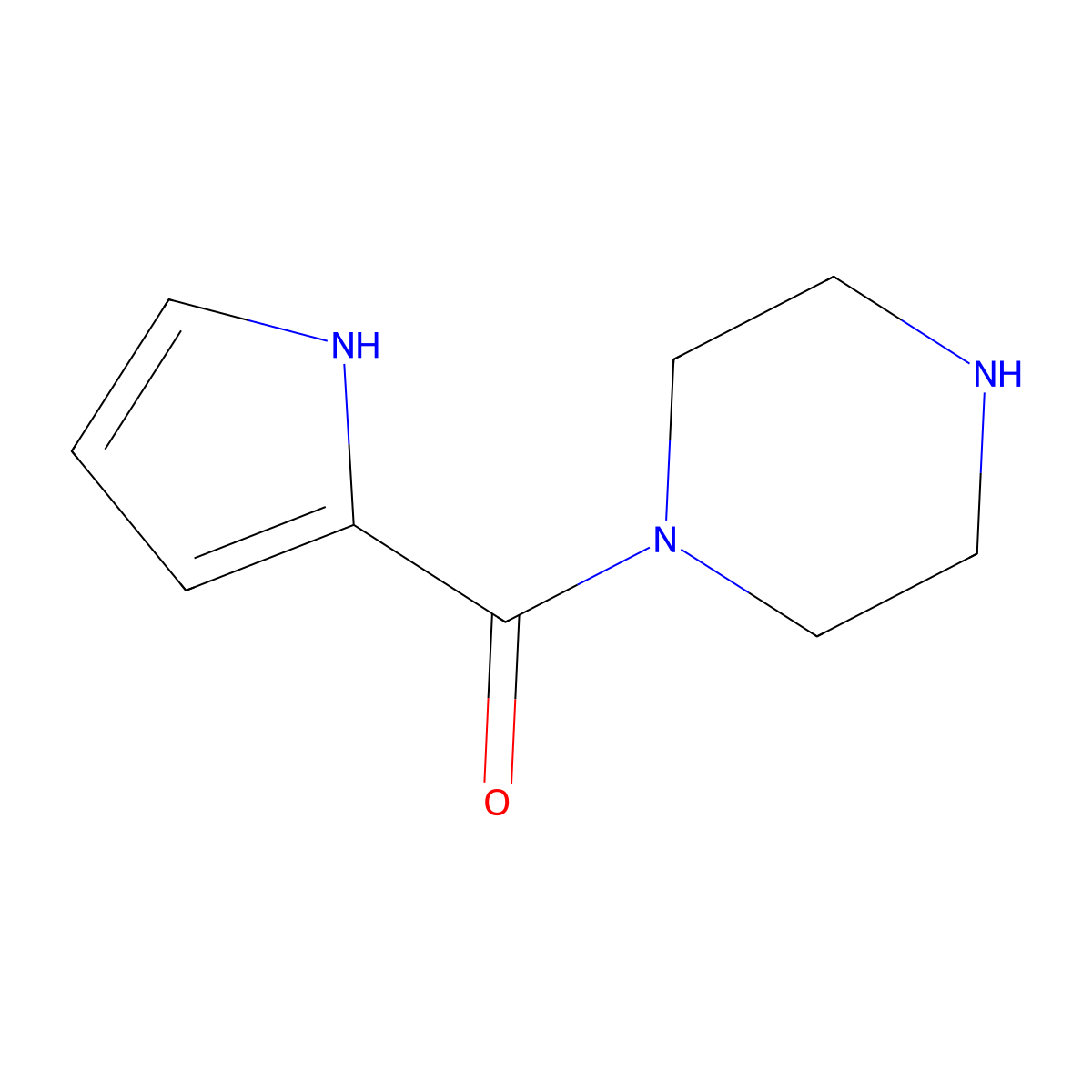 piperazin-1-yl(1H-pyrrol-2-yl)methanone molecular structure, CAS 1038285-42-5