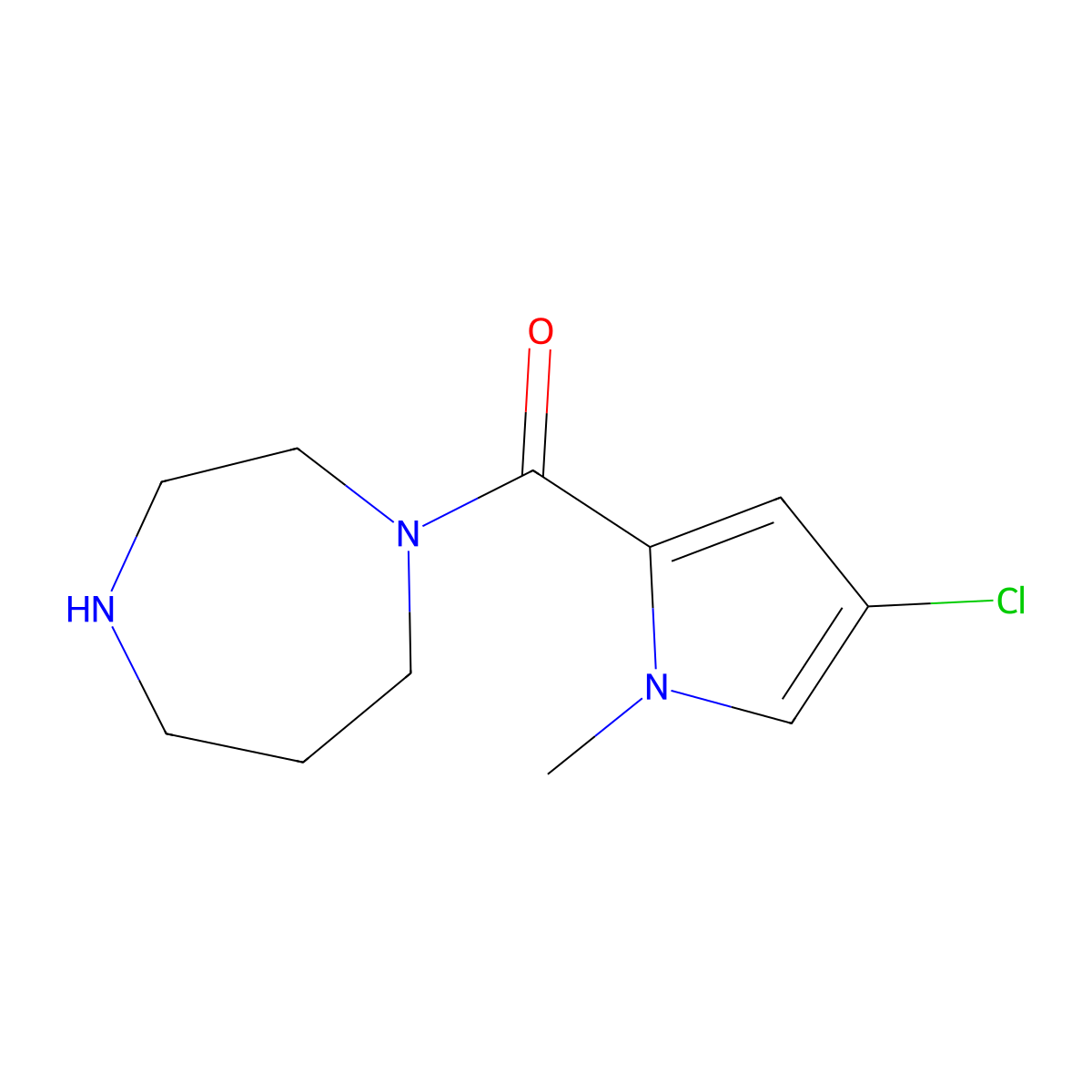 1-(4-chloro-1-methyl-1H-pyrrole-2-carbonyl)-1,4-diazepane molecular structure, CAS 1038285-66-3