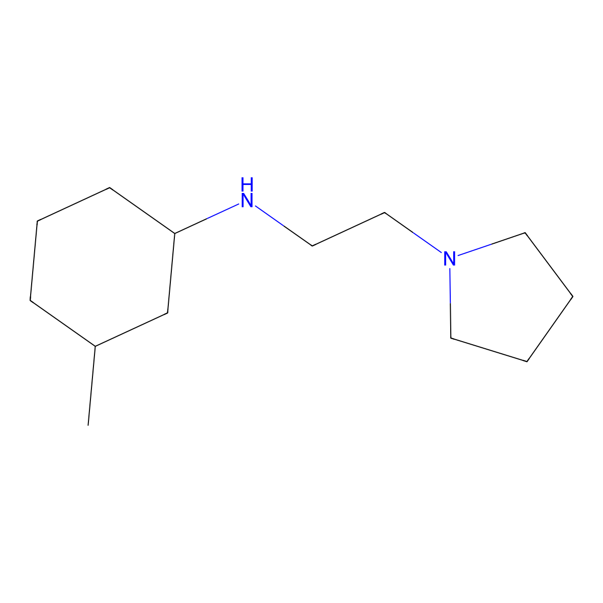 3-methyl-N-[2-(pyrrolidin-1-yl)ethyl]cyclohexan-1-amine molecular structure, CAS 1038289-27-8
