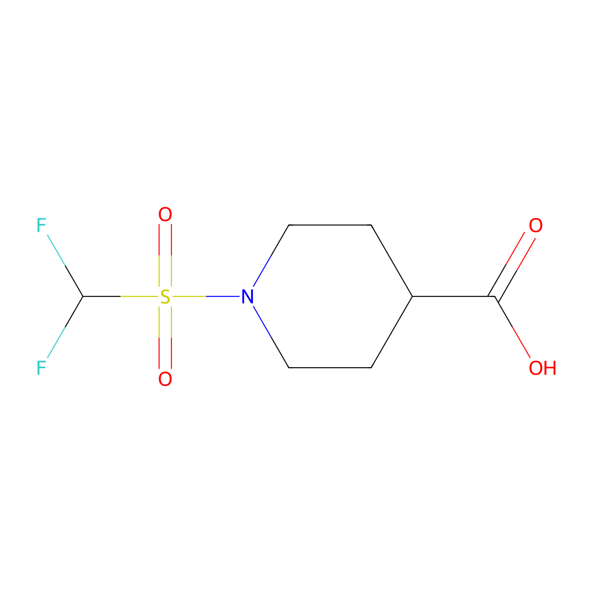 1-Difluoromethanesulfonylpiperidine-4-carboxylic acid molecular structure, CAS 1038291-06-3