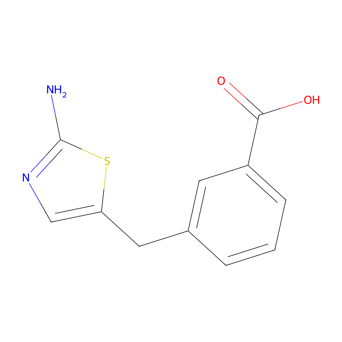 3-[(2-Amino-1,3-thiazol-5-yl)methyl]benzoic acid molecular structure, CAS 1038291-14-3
