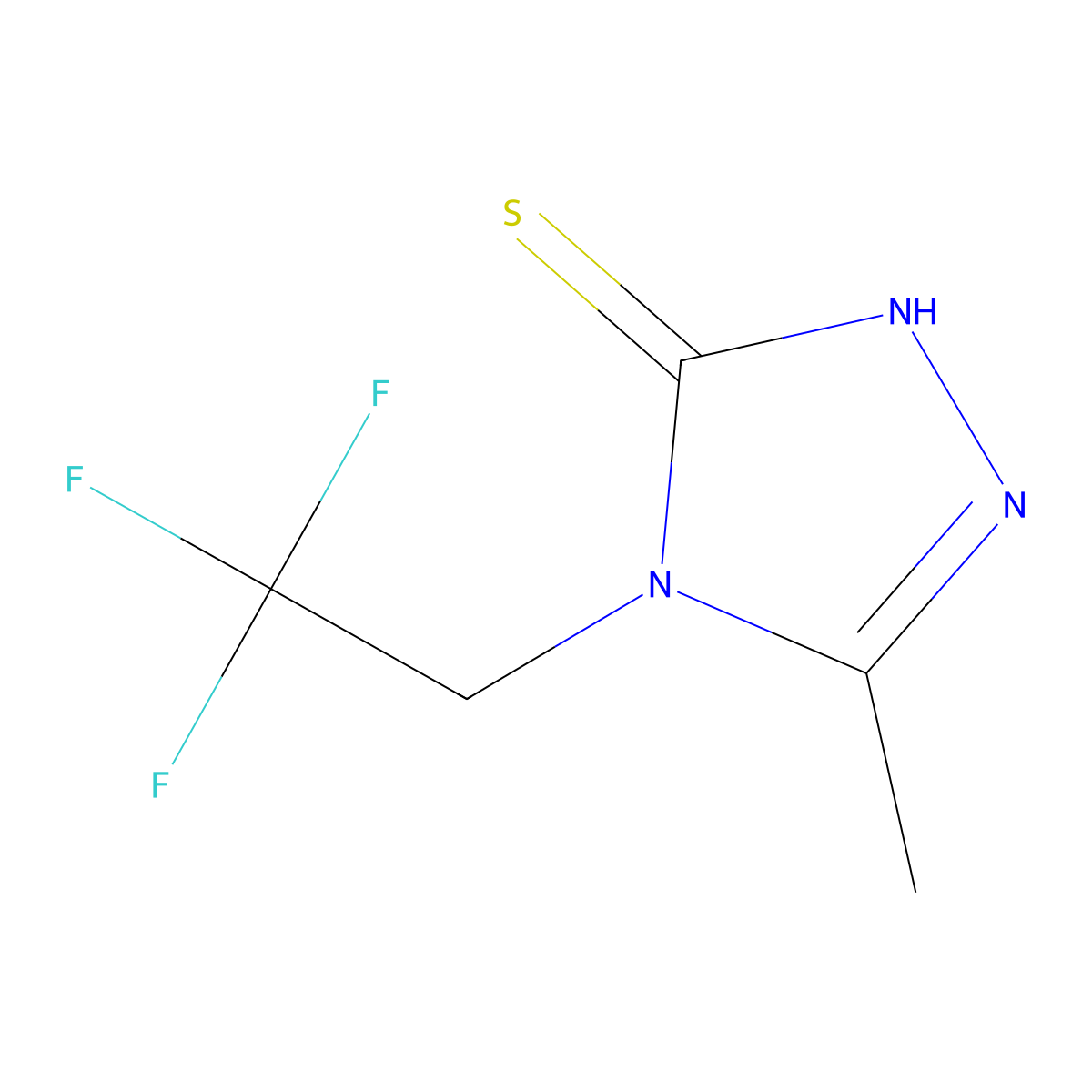 5-methyl-4-(2,2,2-trifluoroethyl)-4H-1,2,4-triazole-3-thiol molecular structure, CAS 1038294-62-0